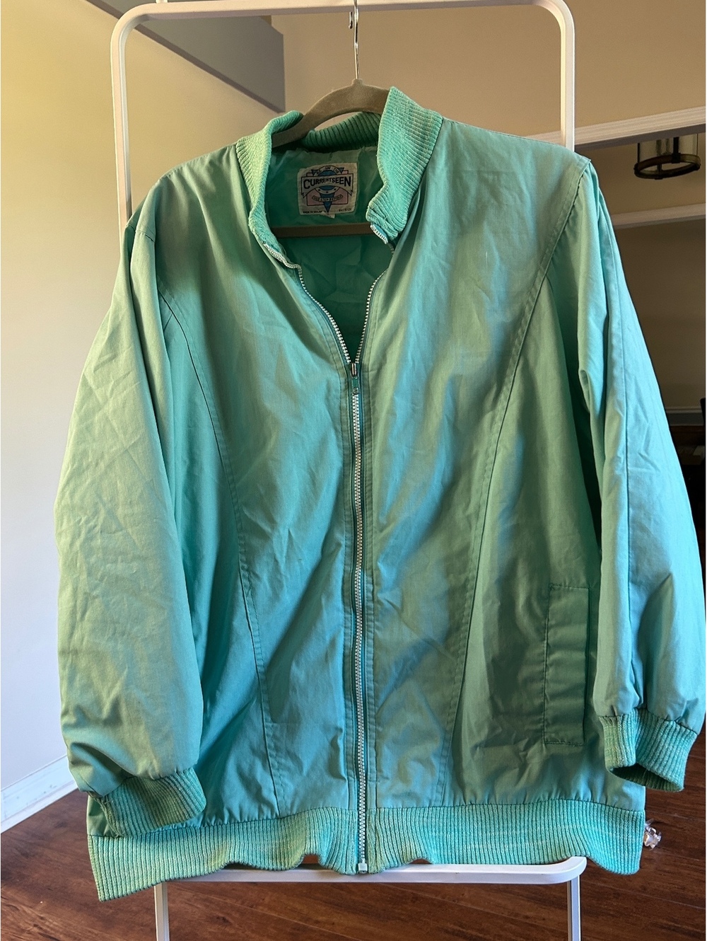 Vintage Currentseen Light Green Bomber Jacket Size 18W